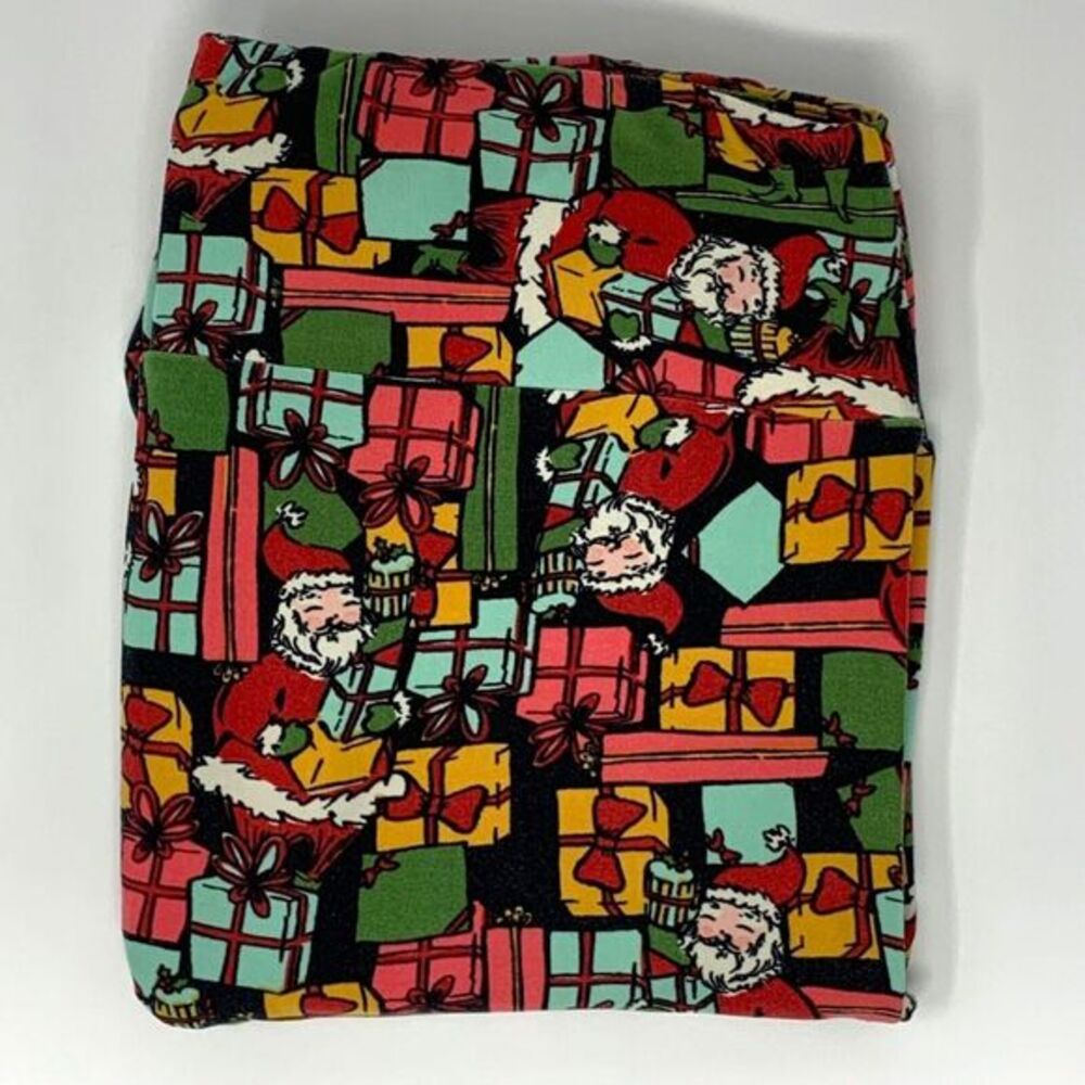 LuLaRoe Christmas Santa with Presents Women's Leggings Size‎ Tall & Curvy